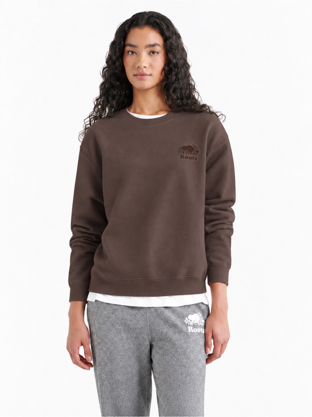 BNWT roots $84 cooper crew oversized sweatshirt in chocolate plum